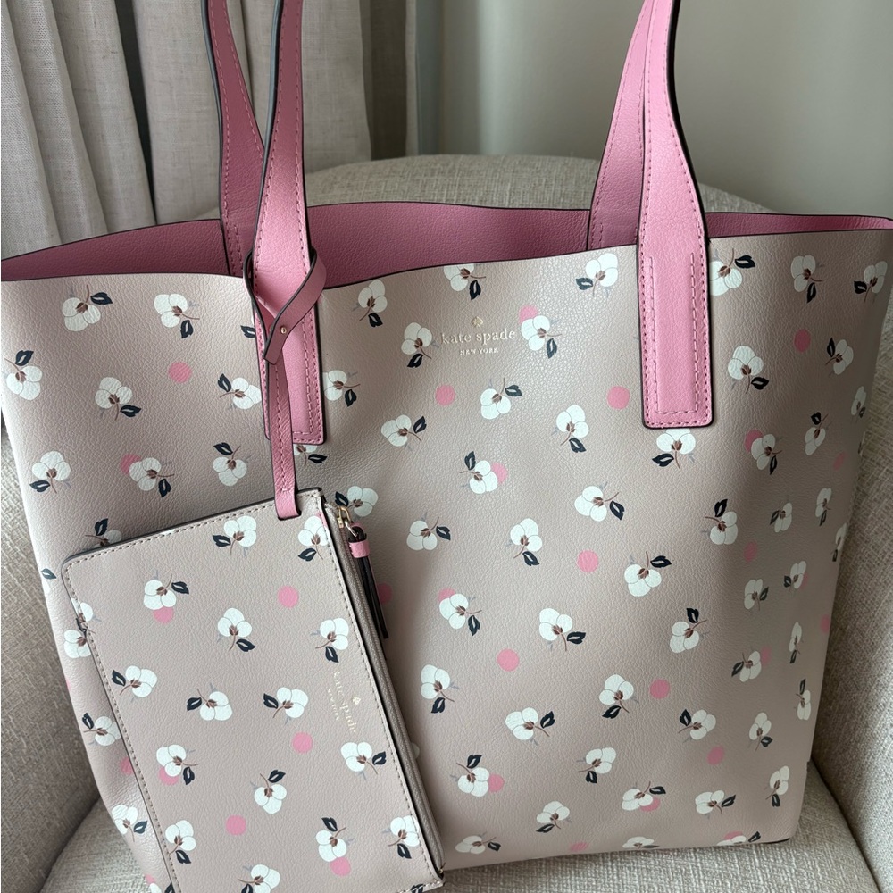 Kate Spade Pink and Cream Floral Tote